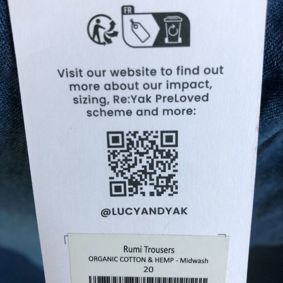 Lucy and Yak Rumi - Wide Leg Cotton & Hemp Trousers in Mid Wash Blue - Picture 4 of 4